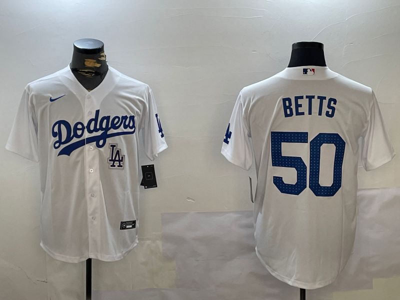 Men Los Angeles Dodgers #50 Betts White Game 2024 Nike MLB Jersey style 12113->boston red sox->MLB Jersey